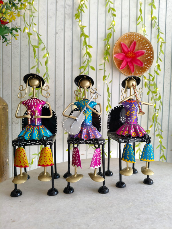 Iron Mini Doll on Chair set of 3 Multi