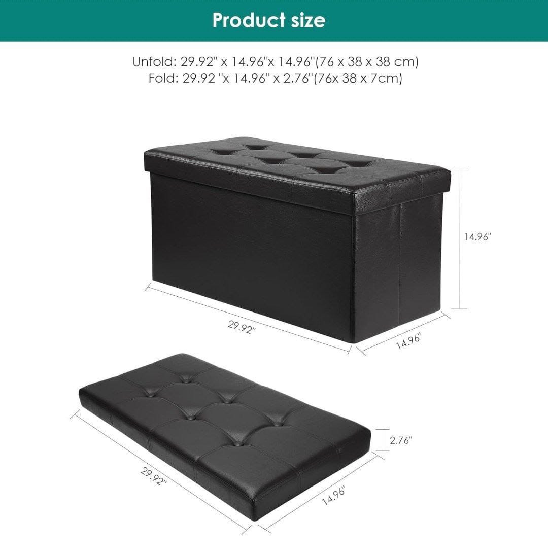 Folding Leather Storage Stool