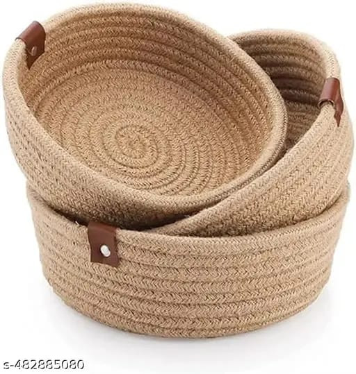 100% Cotton Round Basket for Home & Kitchen