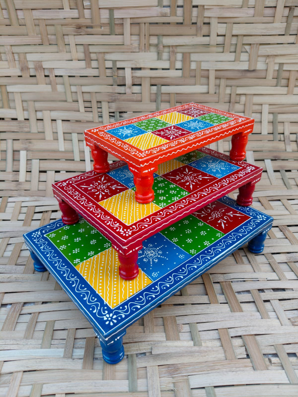 Rectangular Painted Choki Set of 3